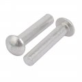 Uxcell 100pcs M5 X 25mm Aluminum Half Round Head Solid Rivet Fastener Silver Tone