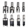 All-carb 8pcs Wood Plug Cutter Carbon Steel Straight And Taper Claw Drill Bit Set Fit For Woodworking Hole Saw Cutting 5 1 2 3