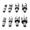 All-carb 8pcs Wood Plug Cutter Carbon Steel Straight And Taper Claw Drill Bit Set Fit For Woodworking Hole Saw Cutting 5 1 2 3
