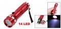 Uxcell Red Case Battery Powered White 14 Led Light Hand Flashlight Torch