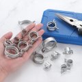12pcs Spring Band Type Action Fuel Silicone Vacuum Hose Pipe Clamp 15mm Low-pressure Air Clip For Automotive Oil Water Silver 
