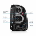Amerilite For 2002-2009 Chevy Trailblazer Ext Clear Black C-type Led Tube Tail Lights Brake Lamps Pair Driver And Passenger