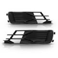 Front Bumper Foglight Cover Grill For Audi A6 C7 2014 2015 2016 2017 2018 Chrome Black Not Fit S Line Model 1 Pair 