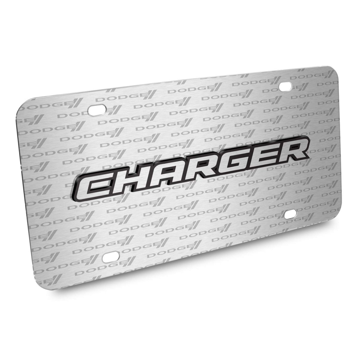 Dodge Charger 3d Logo Brushed Aluminum License Plate Official Licensed Pattern Black Universal Fit For Car Suv Truck 12 In X 6