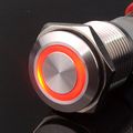 Ulincos Momentary Push Button Switch U16f1 1no1nc Silver Stainless Steel Shell With 12v Red Led Ring Suitable For 16mm 5 8 