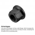 Uxcell M10 Flange Hex Nut Grade 10 9 Carbon Steel Black Oxide Finished For Machinery