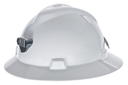 Msa Safety 460069 Polyethylene V-gard Slotted Full-brim Hat With Staz-on Suspension Lamp Bracket And Cord Holder White