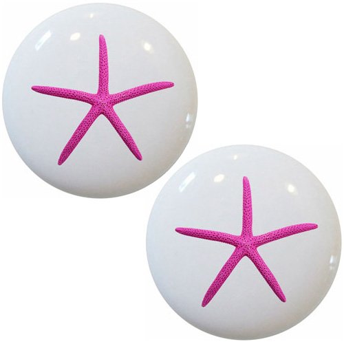 Set Of 2 Finger Starfish Ceramic Cabinet Drawer Knobs
