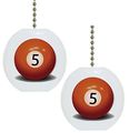 Set Of 2 Billiards Five 5 Ball Solid Ceramic Fan Pulls 