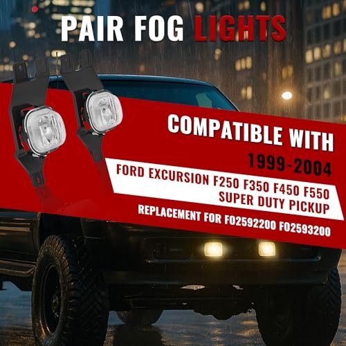 Fog Light Pair For 1999-2004d Excursion F250 F350 F450 F550 Super Duty Clear Lens Black Bezel Halogen Assembly Mo-4738
