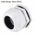 Uxcell Pg42 Cable Gland 32mm-38mm Wire Hole Waterproof Nylon Joint Adjustable Locknut With Washer White 6pcs
