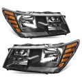 Auto Dynasty 2pcs Headlights Assembly For 2009-2020 Dodge Journey Driver And Passenger Side Black Housing Amber Reflector 