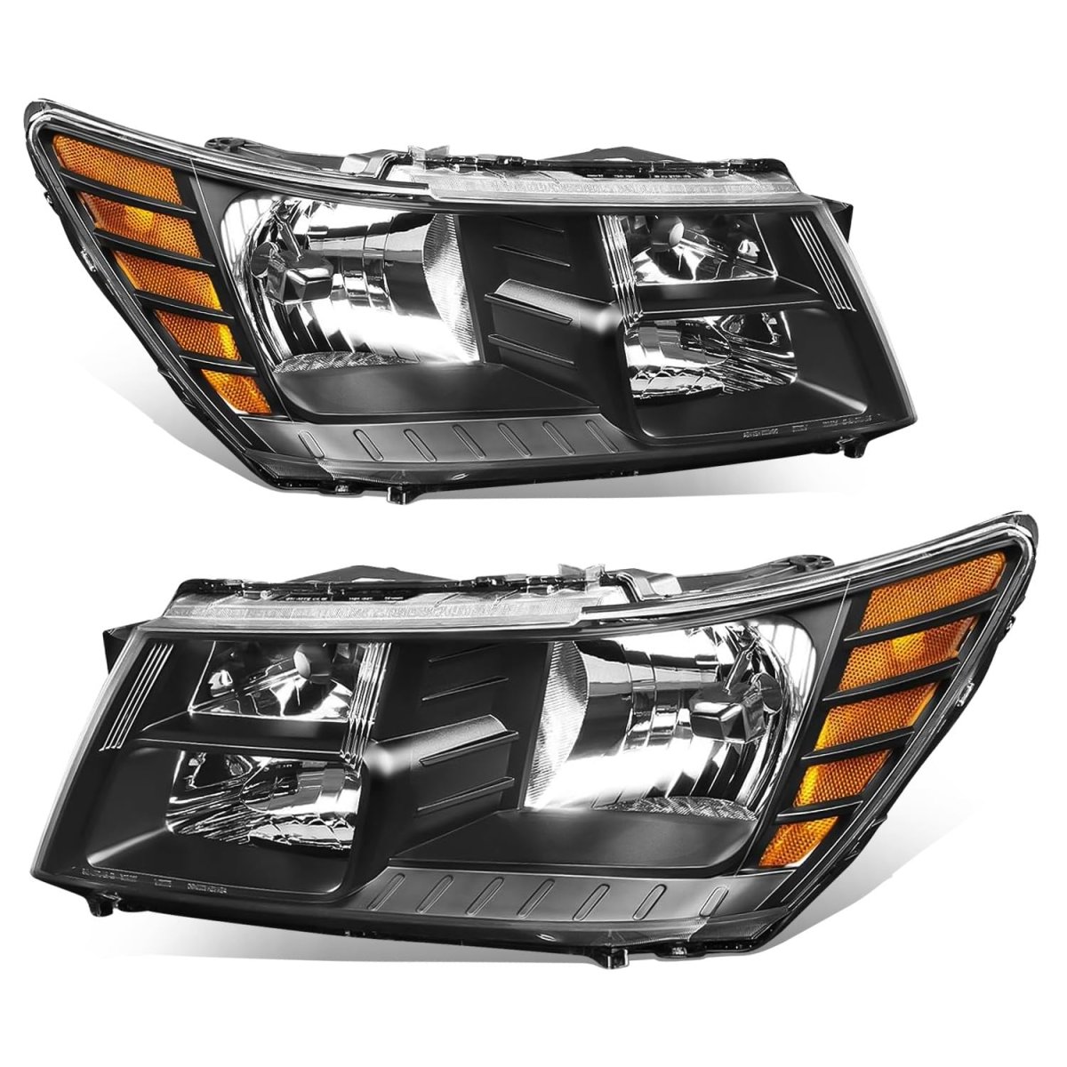 Auto Dynasty 2pcs Headlights Assembly For 2009-2020 Dodge Journey Driver And Passenger Side Black Housing Amber Reflector