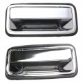 Chevy K3500 1992-2000 Exterior Door Handle Driver And Passenger Side Pair Rear All Chrome Silverado Cheyenne Zinc Replacement 