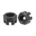 M24x2mm Hexagon Slotted Nut Grade 4 8 Carbon Steel Hex Nuts Good For Machinery Repairing Black 4pcs 