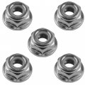 5x Flanged Nylok Nut For Polaris 1 4-20 Carbon Steel Hex Nuts Inner Diameter 5 Mm Outer 14 Height 8 