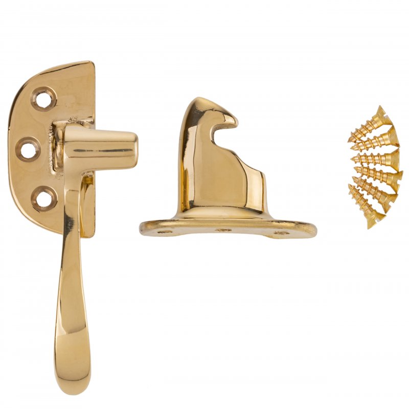 Cast Brass Offset Left Ice Box Door Lever Latch And Catch Table Antique Cabinet Vintage Kitchen Cupboard Reproduction Hardware