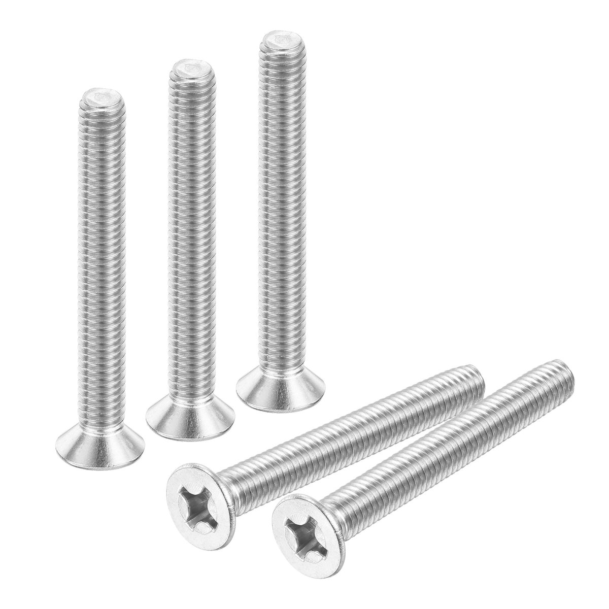 20 Pcs M6-1x50 Machine Screws Phillips Pan Cross Head Fasteners Bolts 304 Stainless Steel Silver For Wall Socket House Repairs