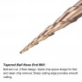 Uxcell Tapered Ball Nose End Mill Tisin Coated Solid Carbide 2 Flute Spiral Milling Cutter 0 5mm Radius 1mm Diameter 6mm Shank