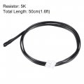 Uxcell 5pcs 5k Ntc Temperature Sensor Probe 50cm Digital Thermometer Extension Cable