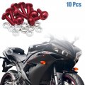 Uxcell 10pcs M6 Red Aluminum Alloy Hex Socket Head Motorcycle Fairing Bolts Bumper Screws Nuts Universal Replacement