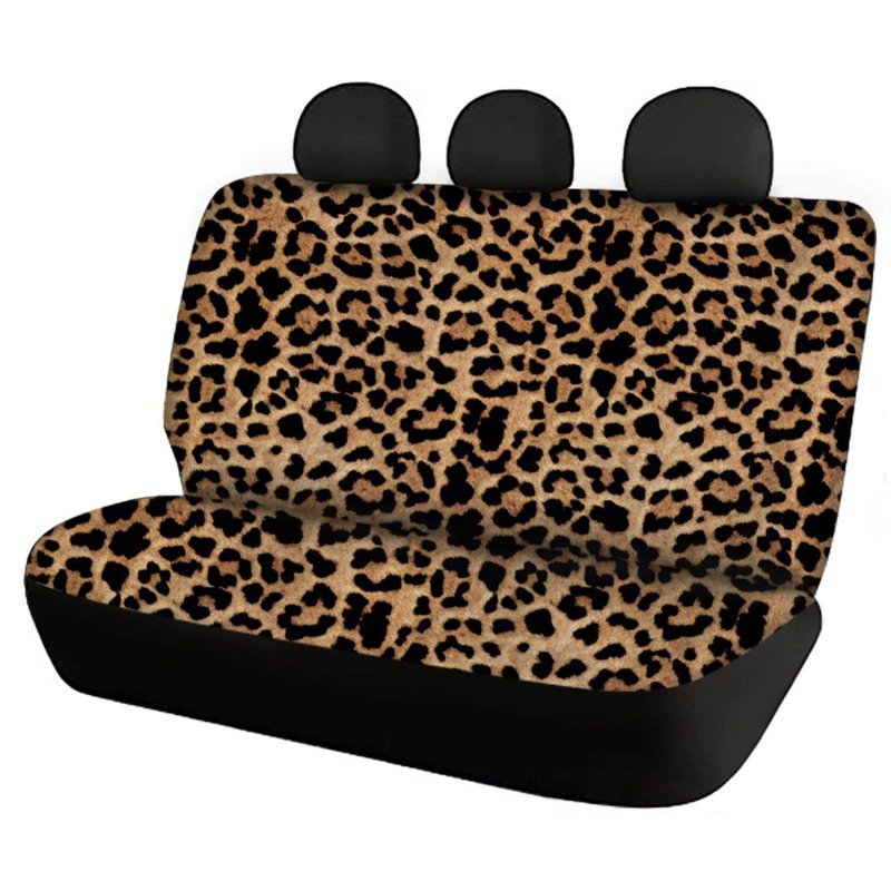 Forchrinse Leopard Print Car Seat Cover For Bench Fashion Back Rear Protector Universal Fit Cars Trucks Suv Sedan 2pcs
