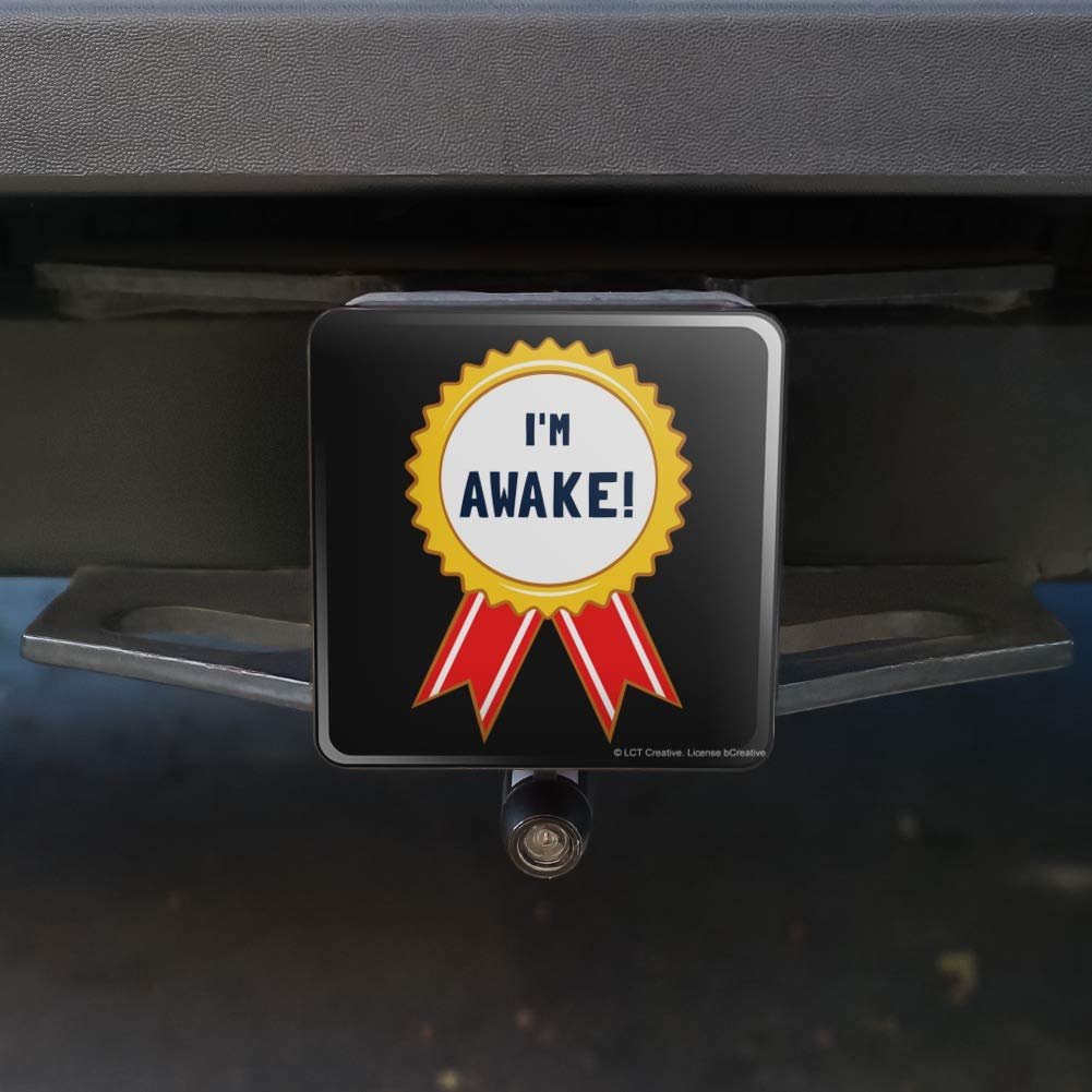 I M Awake Award Funny Humor Tow Trailer Hitch Cover Plug Insert For 1 25 In Receivers Black Heavy Duty Plastic With Uv