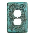 Turquoise Tooled Leather Southwestern Outlet Cover Rustic Decor 
