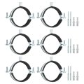 6 Pcs Adjustable Pipe Bracket Clamp 3 76mm Wall Ceiling Mount Split Ring Hanger Galvanized Iron Strap Support With Screw 