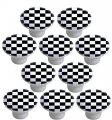 Black Checkered Ceramic Cabinet Drawer Knobs Set Of 10 