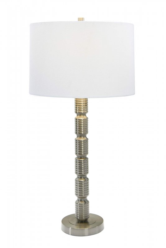 Creative Co-op Faceted Metal Stacked Column Design Table Lamp 28 75 Inch Brushed Nickel