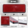 X Autohaux 4 Pcs 87 5x34mm Red Plastic Universal Rectangular Reflective Warning Reflector With Adhesive Tape For Motorcycle