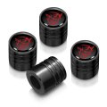 Dodge Demon Red Logo In Black On Cylinder-style Premium Anodized Aluminum Tire Valve Stem Caps Set Of 4 