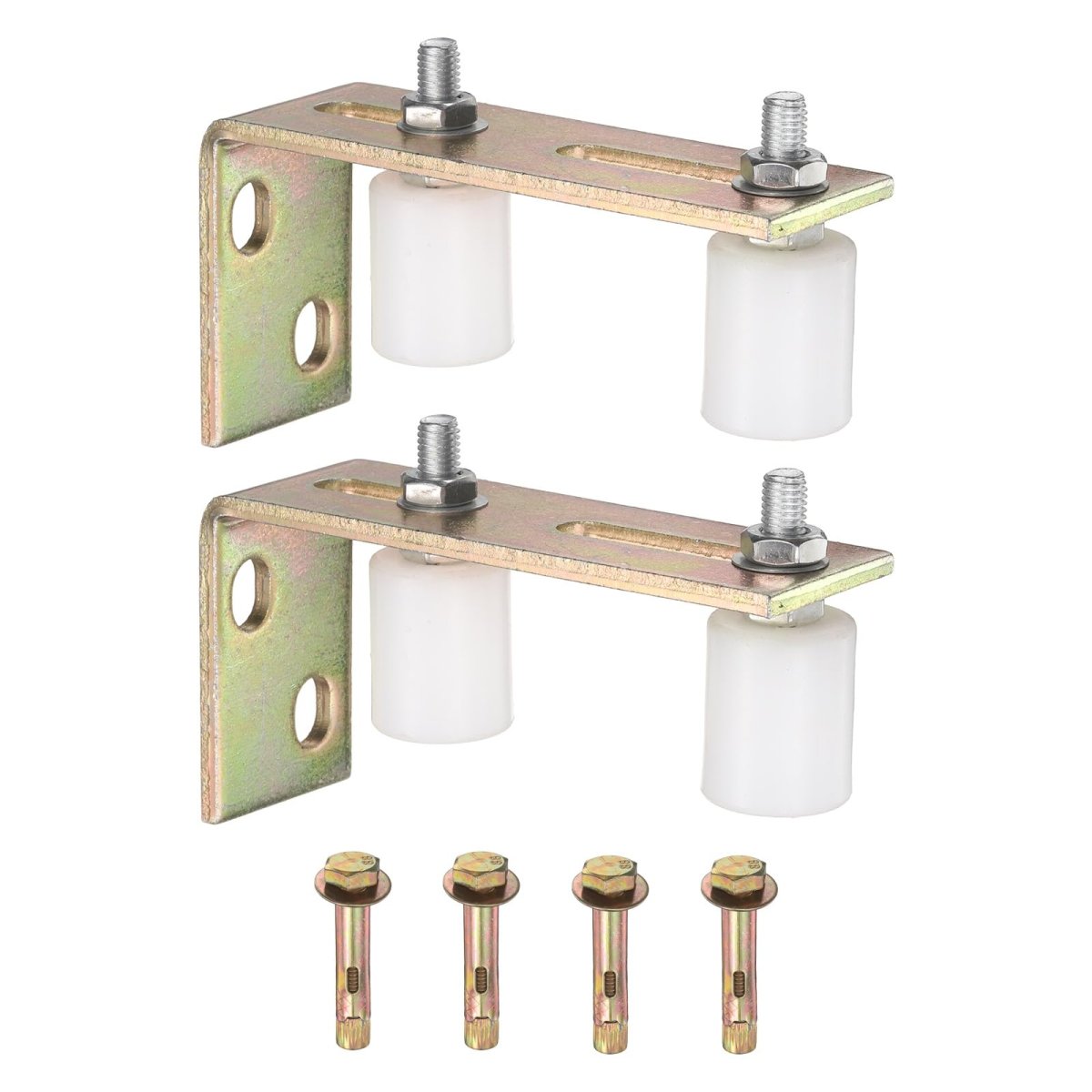 Adjustable Sliding Gate Guide Roller Kit With L Rear Post Brackets 1 26 In Diameter Nylon Rollers For Barn And Patio Doors