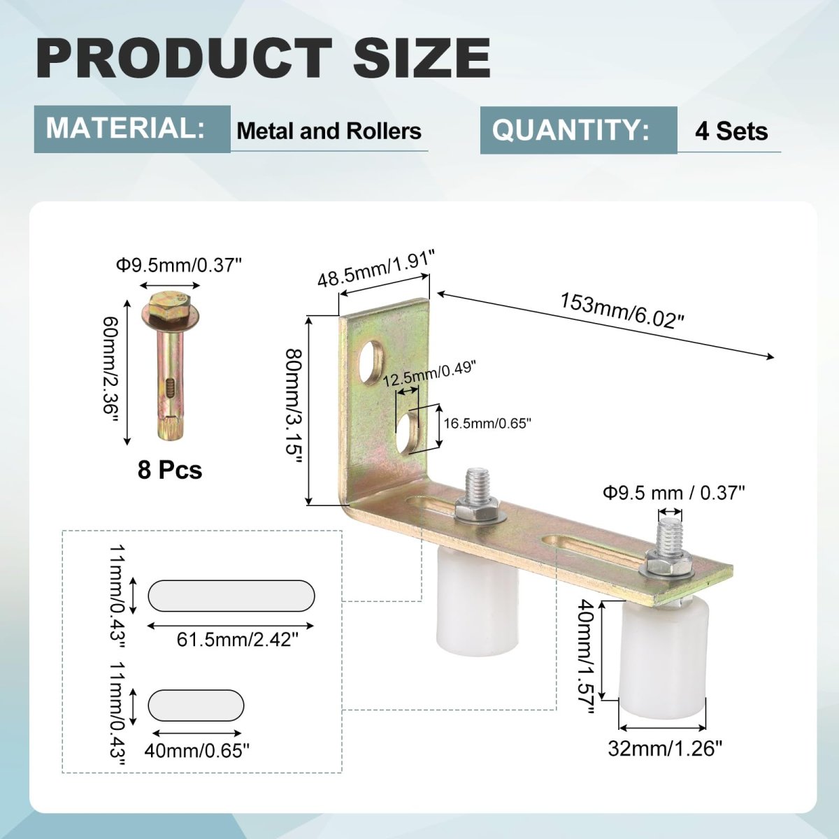 Adjustable Sliding Gate Guide Roller Kit With L Rear Post Brackets 1 26 In Diameter Nylon Rollers For Barn And Patio Doors