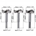 Uxcell Forstner Wood Boring Drill Bits 35mm 38mm 40mm Dia Hole Saw Carbide Alloy Steel Tip Round Shank Cutting For Hinge