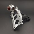 Xkh- Motorcycle Chrome Horizontal Vertical Zigzag Side Mount License Plate Bracket 7x4 Round Led Tail Brake Light Integrated