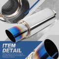 Universal 2 25 Inches Straight-through Muffler With Double Walled Slant Burnt Diagonal Cut Tip Stainless Steel