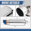 Universal 2 25 Inches Straight-through Muffler With Double Walled Slant Burnt Diagonal Cut Tip Stainless Steel