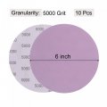 Uxcell 10pcs 6-inch Purple Sanding Discs 5000 Grits Hook And Loop Professional Aluminum Oxide Sand Paper Wet Dry Polish For