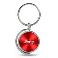 Jeep Red Brushed Metal Spinner Key Chain