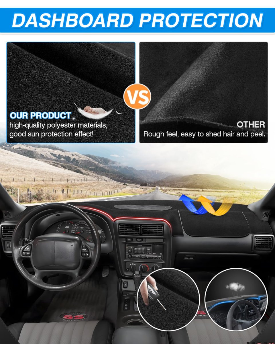 Non Slip Dashboard Cover For Chevrolet Chevy Camaro 1997 1998 1999 2000 2001 2002 Lhd Suede Sunshield Protector Glare Uv Rays