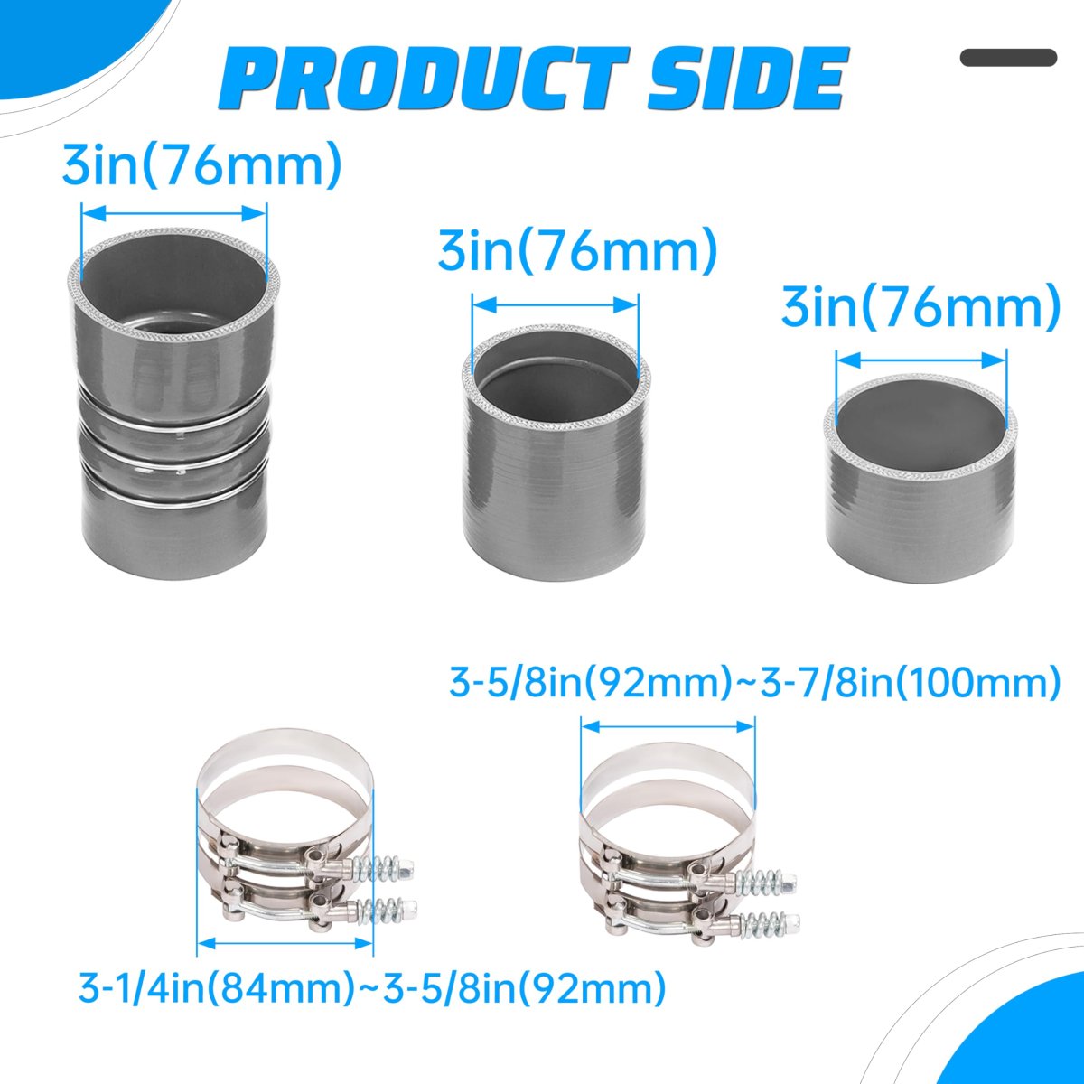 Intercooler Boot Kit With T Bolt Clamp For 1999 5 To 2003ord 250 F 350 F 450 Super Duty 7 3l Powerstroke Diesel Model Bl3091