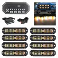 White Amber Led Grille Strobe Lights With 9 Key Switch 20-flashing Mode Surface Mount 12-led Mini Warning Grill Light Bar For 