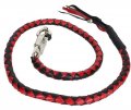 Motorcycle Biker Get Back Whip Genuine Leather 42 Long Black Red 