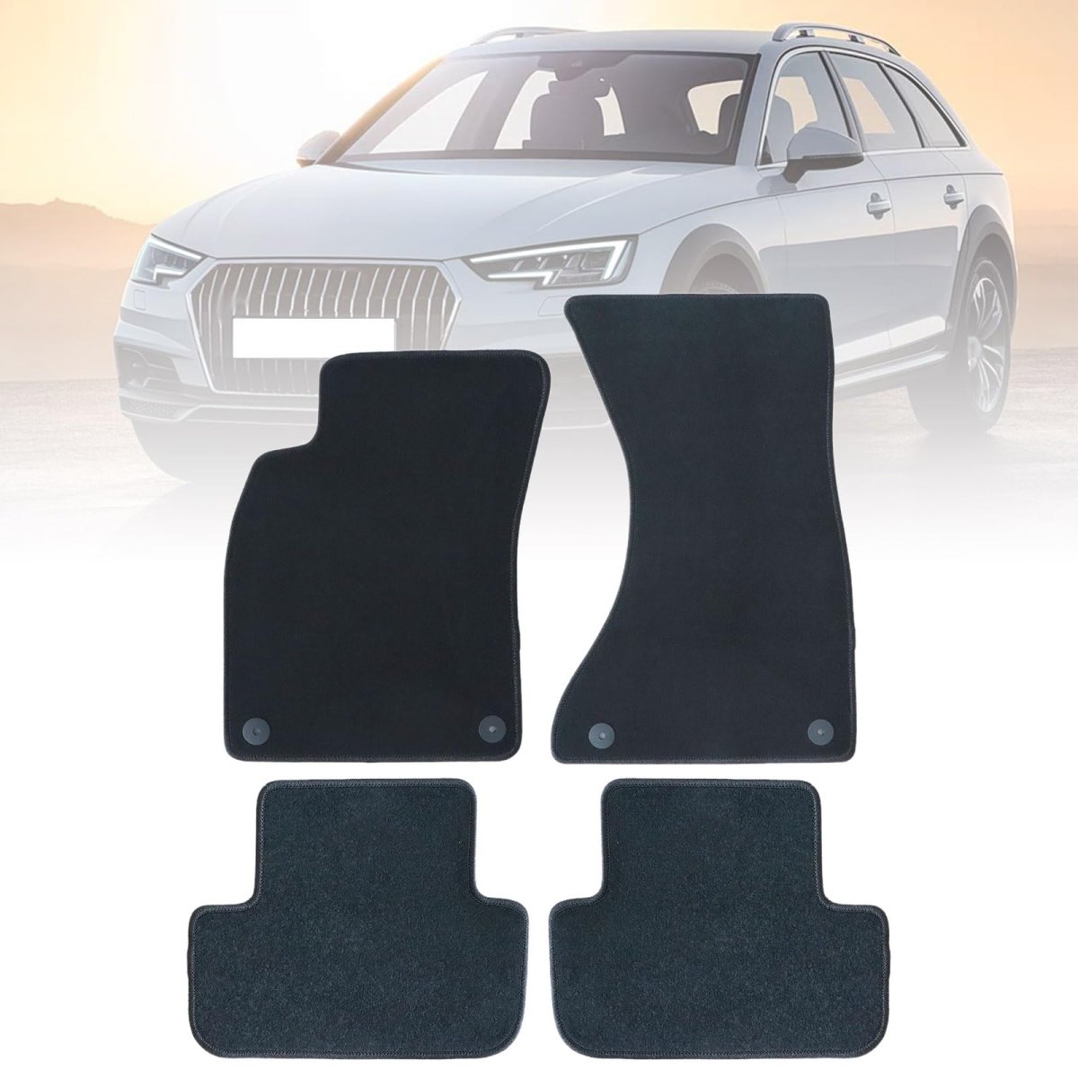 Black Velour Front Rear Floor Mats Carpet For Audi A4 S4 2009 2010 2011 2012 2013 2014 2015 2016