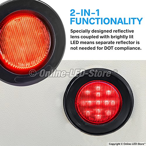 True Mods 2pc 2 5 In Red Round Led Trailer Clearance Side Marker Lights Dot Approved Submersible Waterproof Reflector With