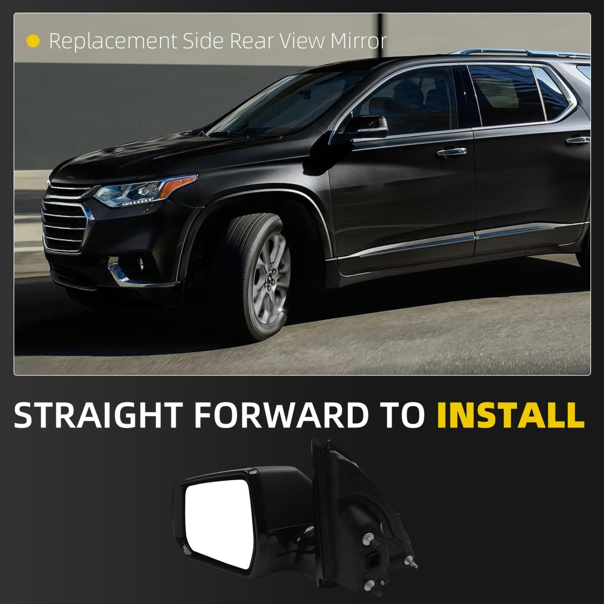 Dasbecan Side Rear View Mirror For 2018-2019 Chevy Chevrolet Traverse Power Heated Door Rearview Driver Left Gm1320599