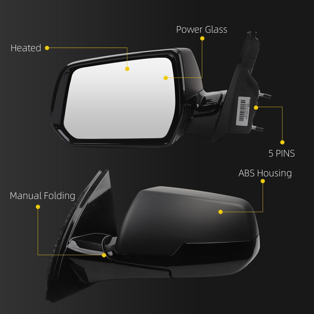 Dasbecan Side Rear View Mirror For 2018-2019 Chevy Chevrolet Traverse Power Heated Door Rearview Driver Left Gm1320599