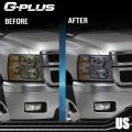 G-plus Front Headlight Lens Cover Compatible With Chevy Silverado 1500 2500hd 3500hd 2007-2013 Smoky Left Right Side